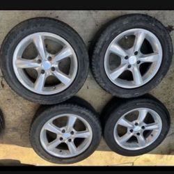 4 - 195/55r15 4x100 4x3.94 Eagle 5 Spoke Acura Integra Civic Fit Xa Xb Ia Echo Miata Wheels Rims Good Treads Tires !!!!!!!!!!