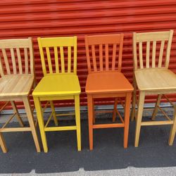 4- Tall Wooden Bar Stools 