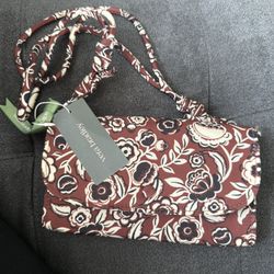 VERA BRADLEY  Wildwood Wallet Crossbody In Bubbly Flowers Cinnamon NWT