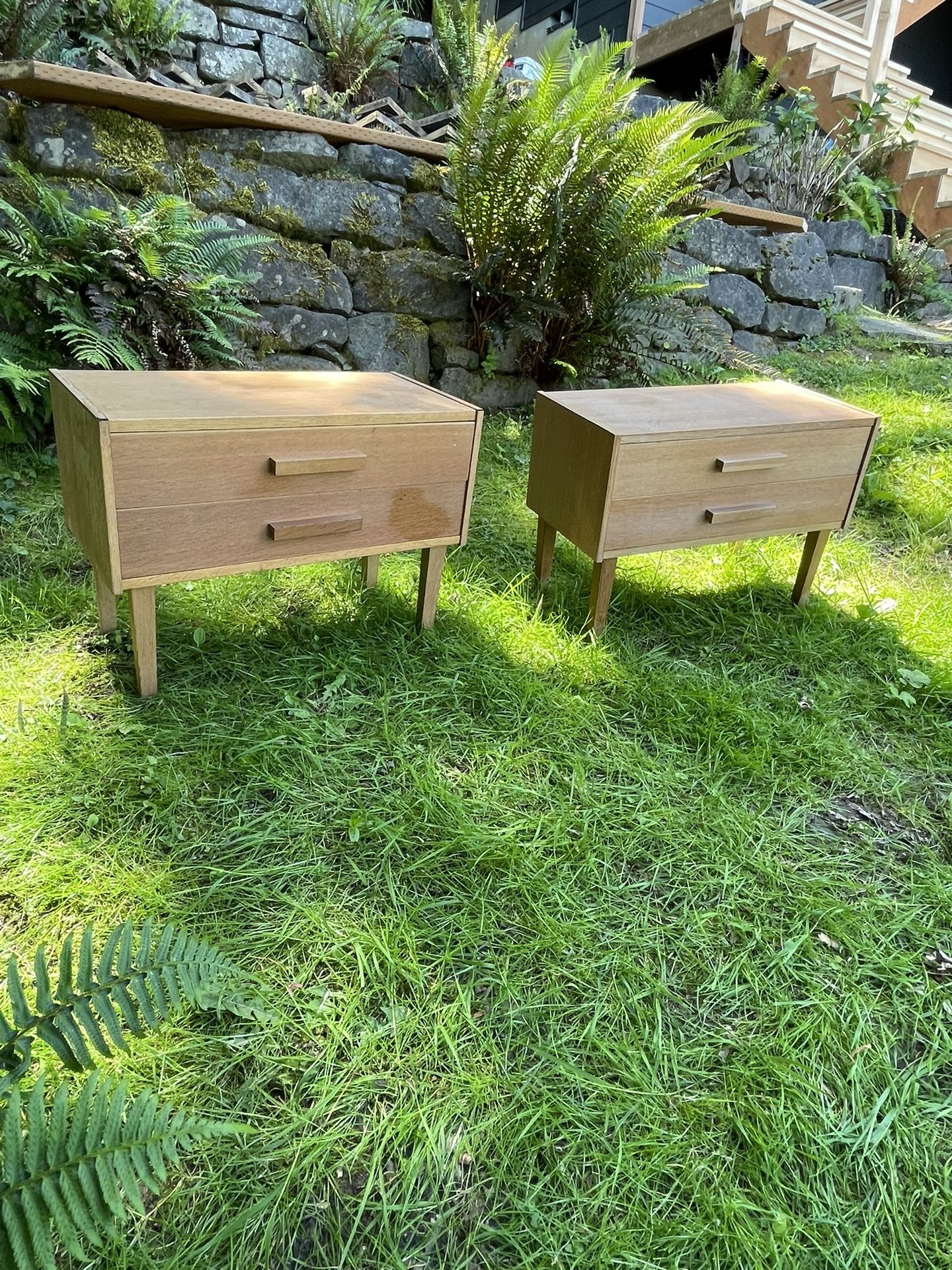 Two Side Tables (2). Oak.