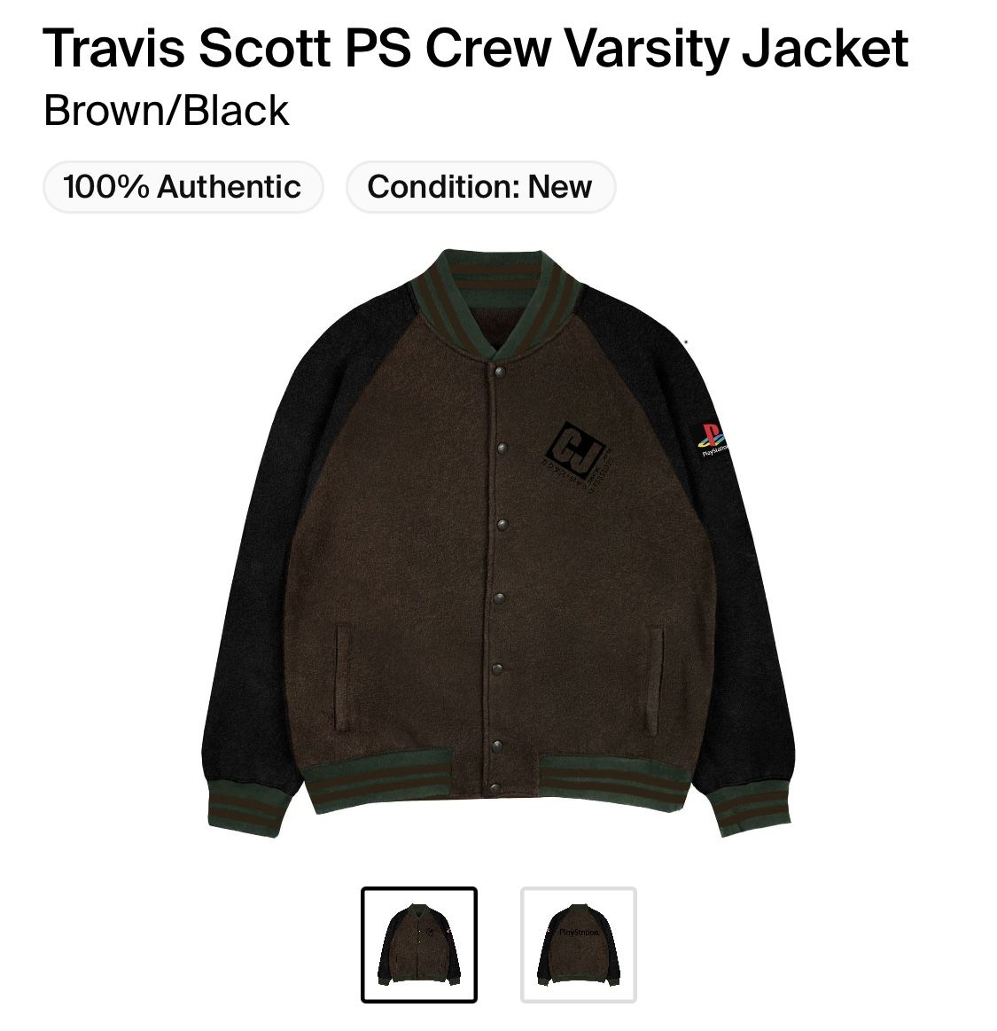 TRAVIS SCOTT PLAYSTATION CREW VARSITY JACKET SIZE LARGE for Sale