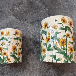 BRAND NEW! Sunflower Utensil Holder, 7.1"+5.4" Ceramic Utensil Holder for Kitchen Counter