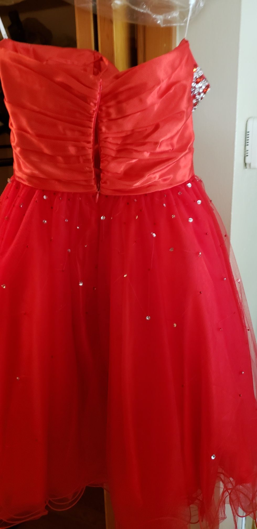 Red sequins jr prom dress