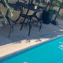 3 Metal Table And 2 Barstools 