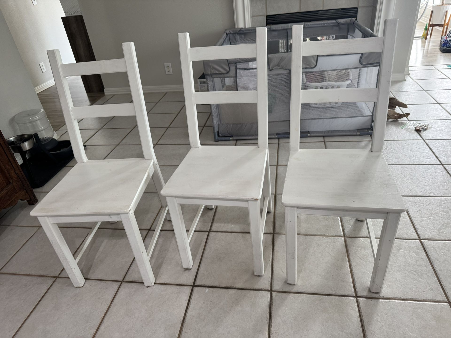 Set of 3 Wooden Chairs
