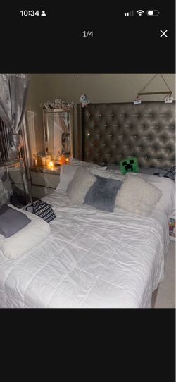 Beautiful queen silver studded headboard