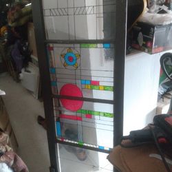 vintage 60" stain glass window or door