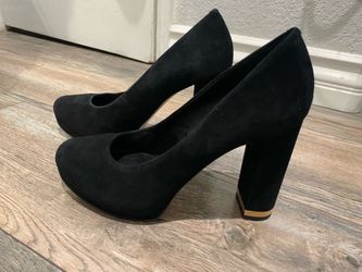 Black Suede Block Heel Pumps 9M