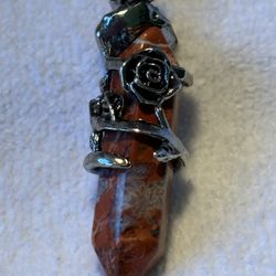 RAINBOW JASPER WRAPPED POINT PENDANT 13/4”
