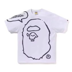 Bape White T-Shirt with Black Ape Head Graphic