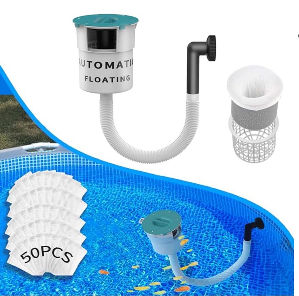 NEW Valdorena 2025 Pool Float Skimmer – No Install, 50 Filter Socks, Bulk Discount