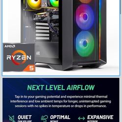 Skytech Gaming Nebula Desktop PC, Ryzen 5 5500 3.6 GHz (4.2GHz), AMD RX 6500XT 4GB, 1TB NVMe SSD, 16GB DDR4 RAM 3200, 650W Gold PSU, Wi-Fi, Win 11 