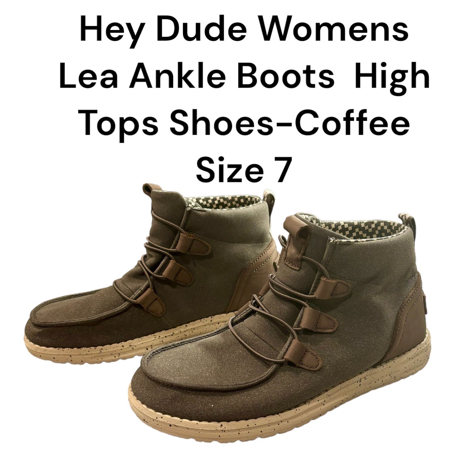 Hey Dude Womens Size 7 Lea Ankle Boots  High Tops Shoes-Coffee