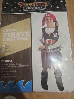 Pirate Custome For Toddler  Size 3-4