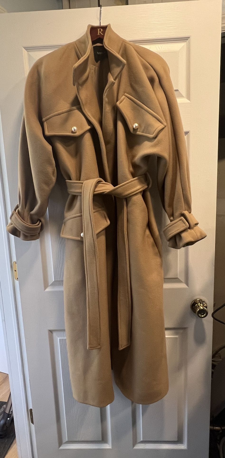 Manuri 100% Cashmere and Silk Lining Camel Color Coat, Size M