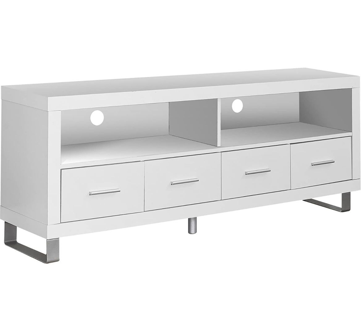 White TV Stand With Storage