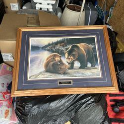Daniel Renn Pierce “BEAR CUB BATTLE” Framed & Matted Print ~SIGNED~