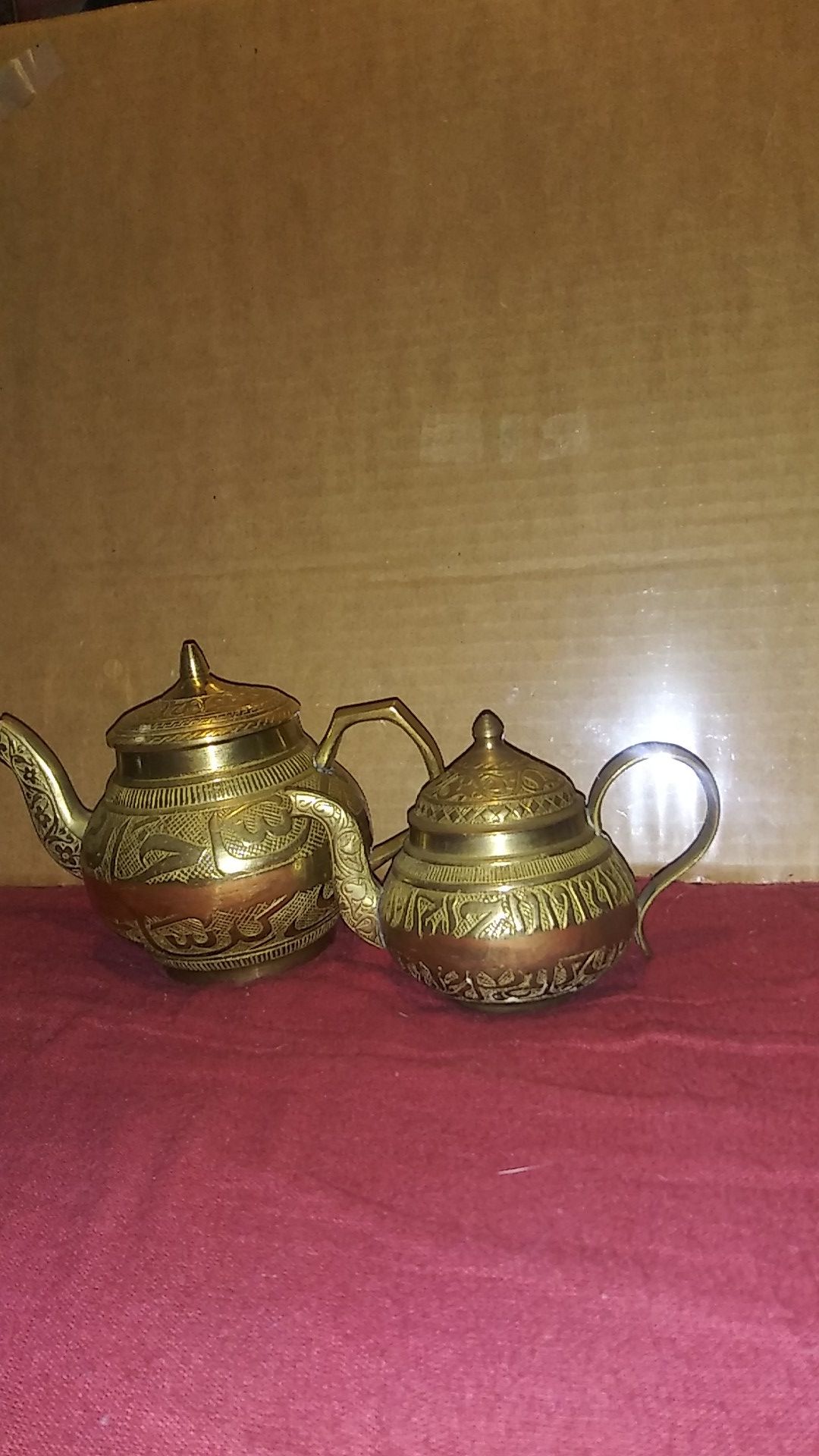 Set of 2 Solid Brass Tea Kettles