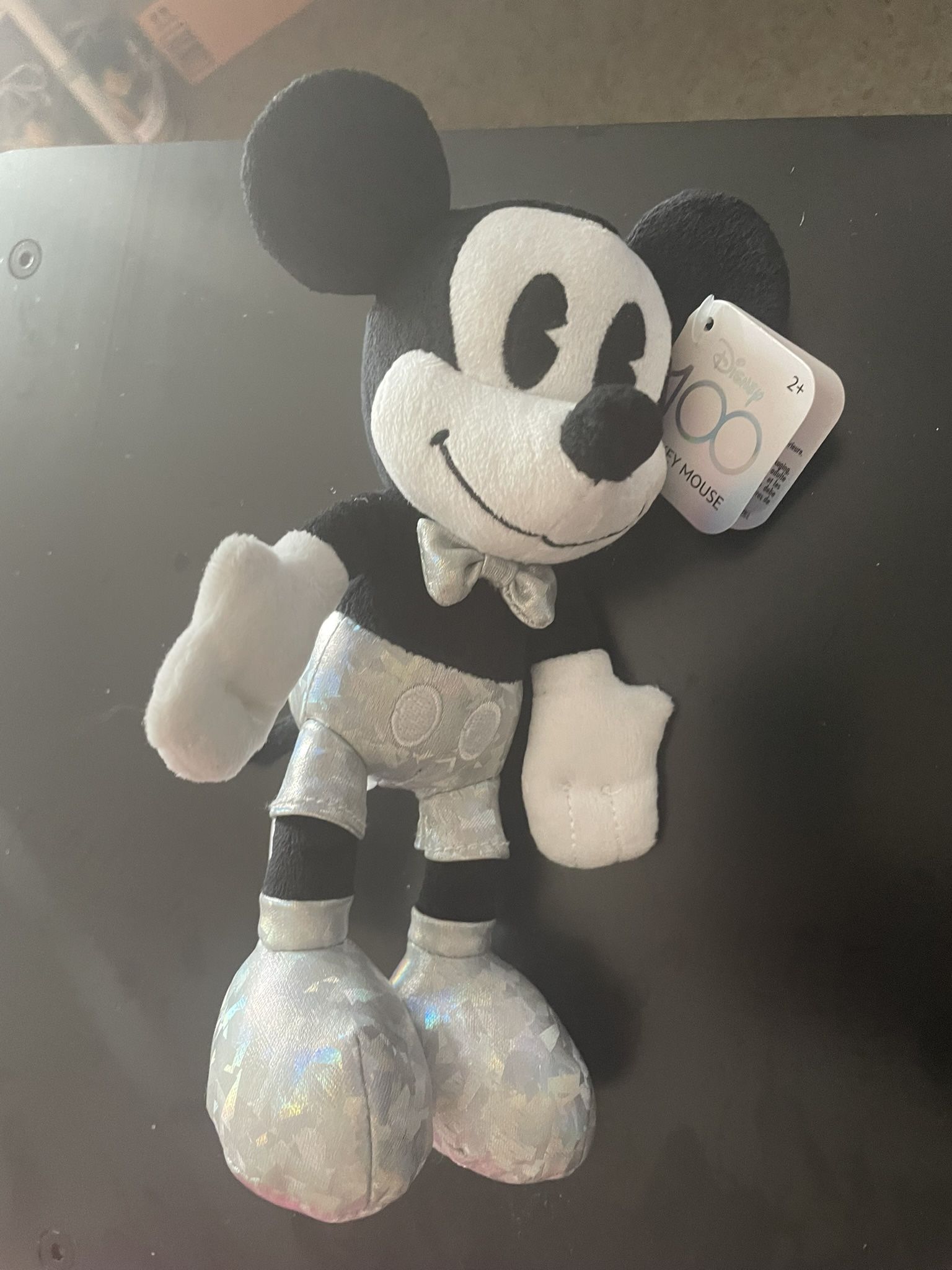 Disney 100 Years of Wonder 2023 Mickey Mouse Plush 8" Collectible Silver Black