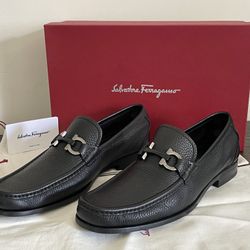 Salvatore Ferragamo Black GRANDIOSO Gancini Bit Dress Shoes Loafers Size - 8.5D