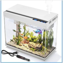 Aquarium Fish Tank with Humidifier, Display, and Lights
