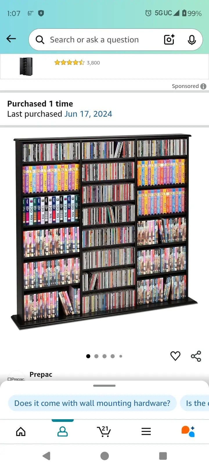 Never Opened Triple Prepac Media WallStorage 