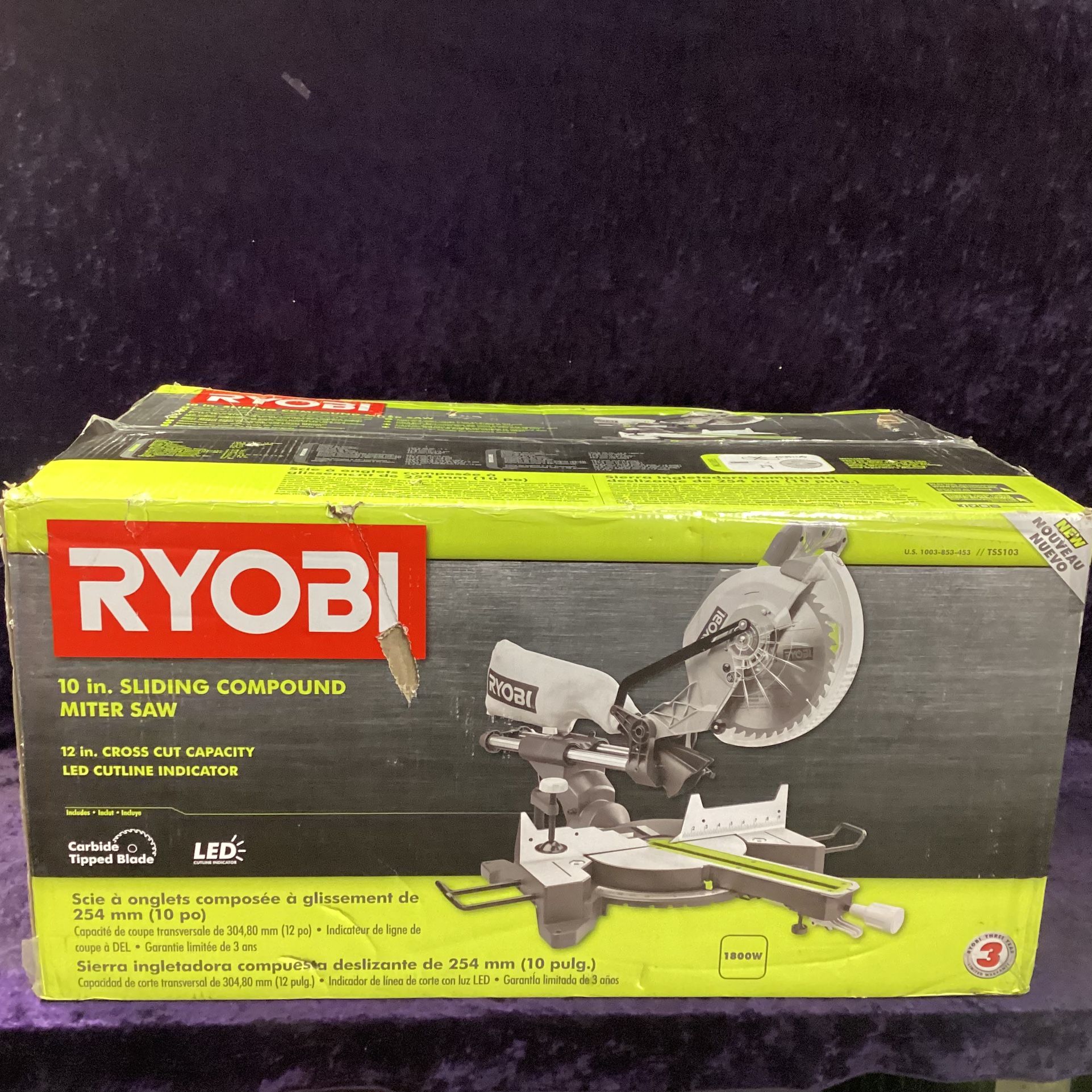 🧰🛠RYOBI 15 Amp 10” Corded SLIDING Compound Miter Saw w/LED Cutline Indicator NEW!(Missing Handles)-$200!🧰🛠