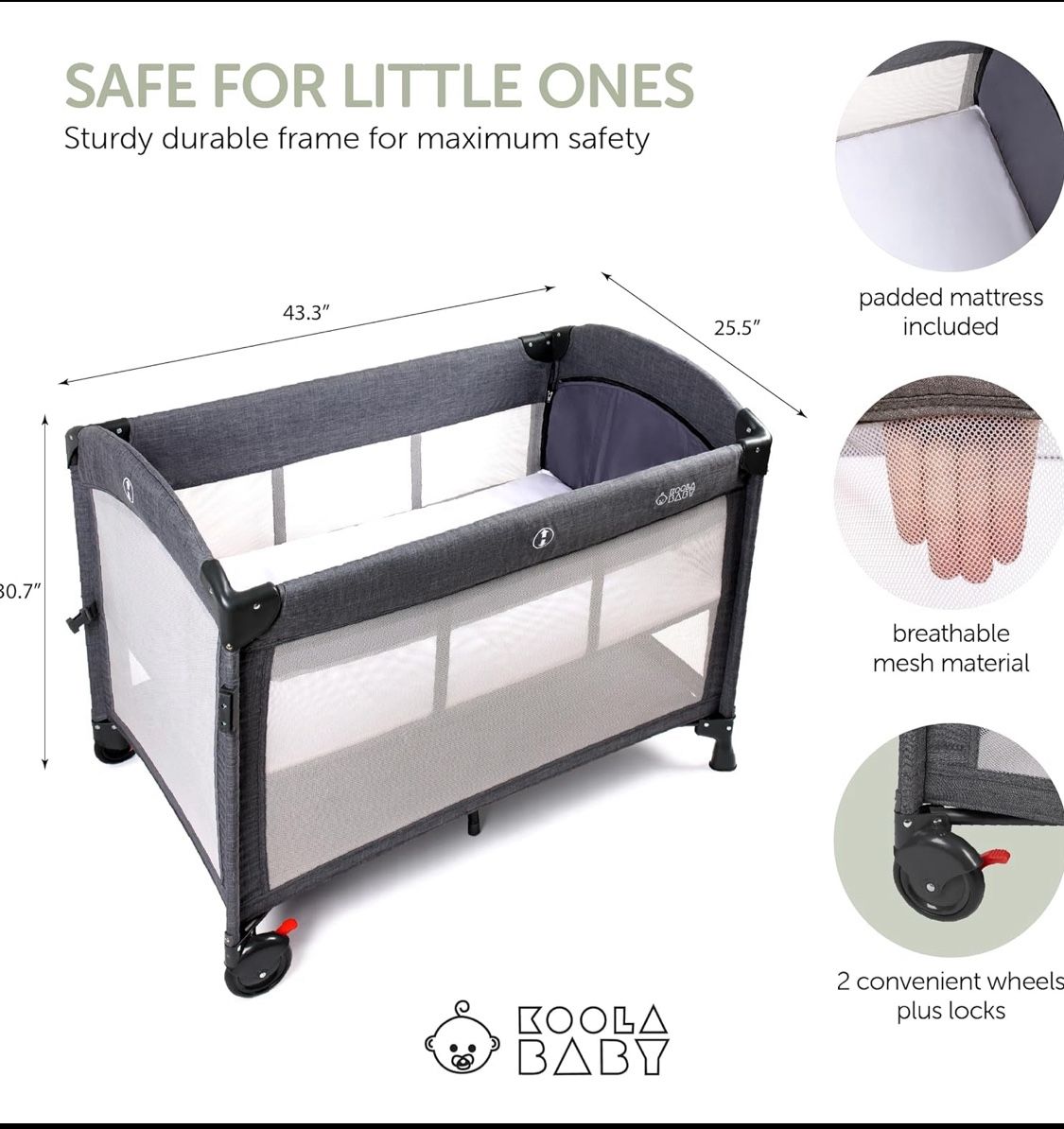 New Other Koola Baby Sleep & Play 4-In-1 Baby Bassinet, Bedside Crib Sleeper, Pack & Play, Diaper Changing Table & Travel Bassinet With Travel Bag