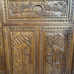Hand-Carved Balinese Bar Cabinet - Intricate Detail