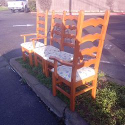 Wooden Ladder Back With Upholstered Seat (4)