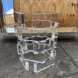 1980s Lucite Brick Side Table New