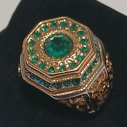 Emerald & Gold Tone Ring