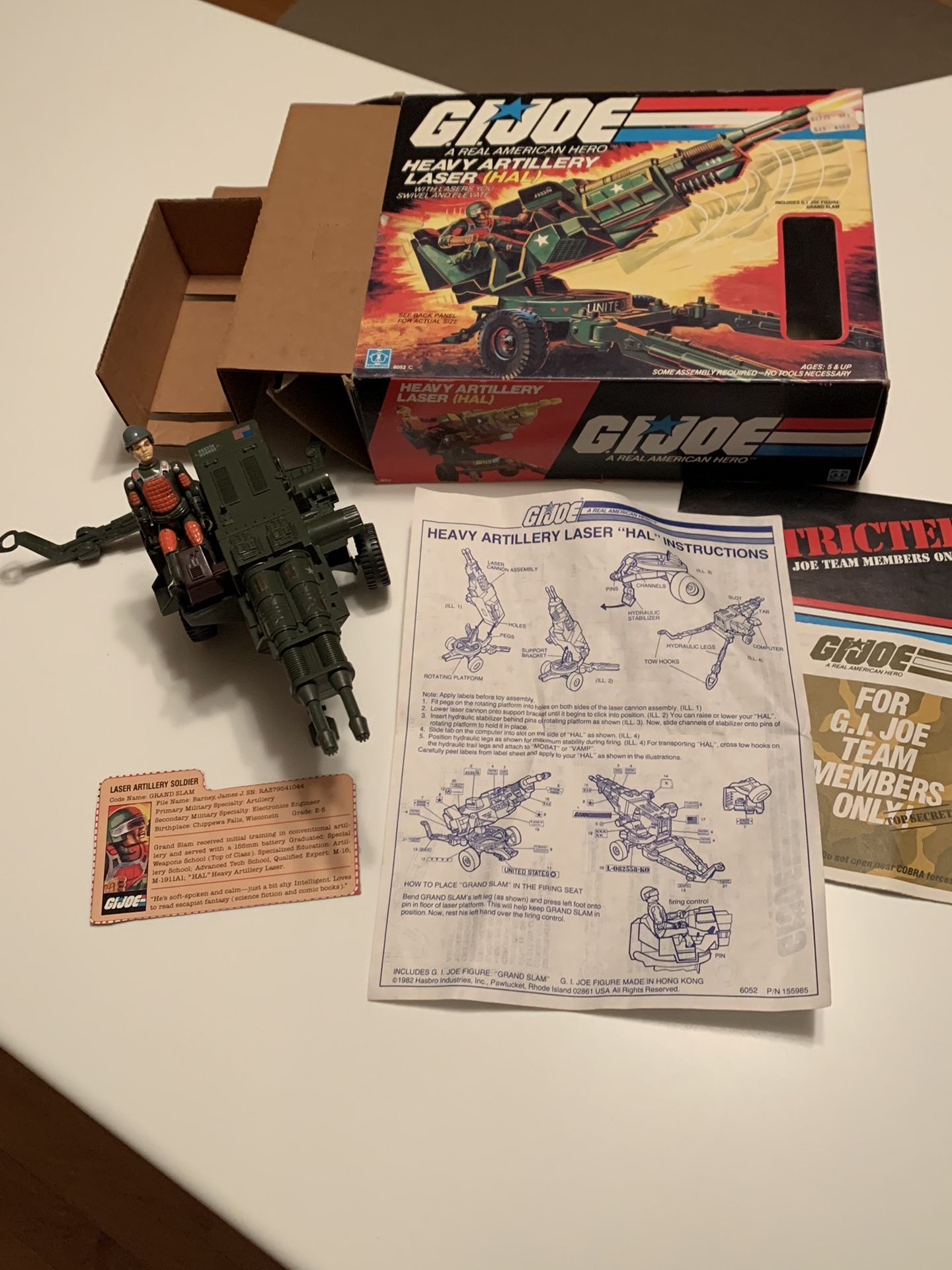 G I JOE HEAVY ARTILLERY LASER (HAL) COMPLETE SET: with BOX and GRAND SLAM