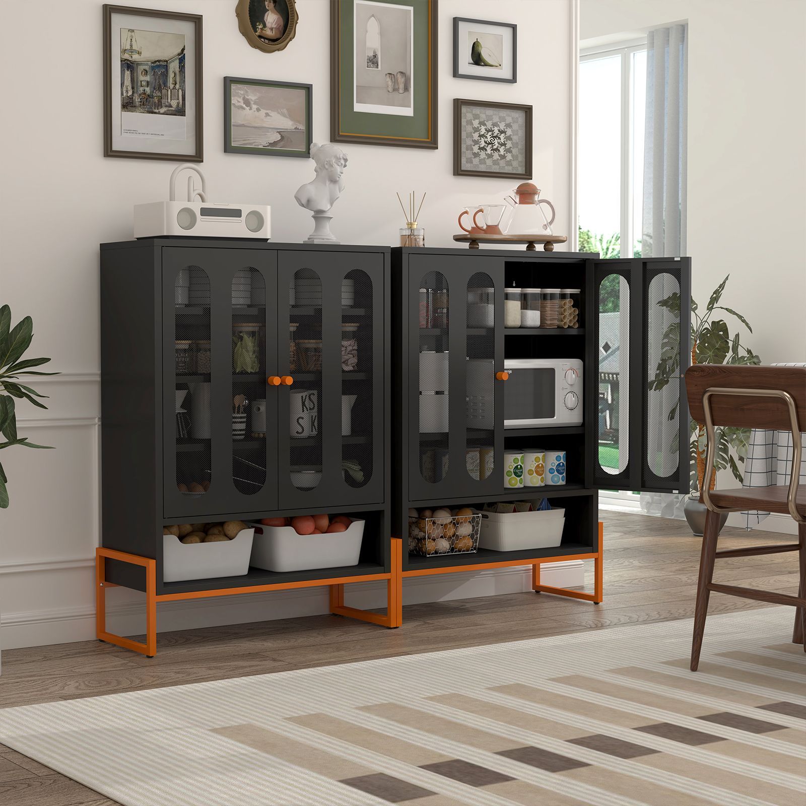 5.9 high foot double-sided mesh door shoe cabinet with movable double-layer partitions and hollow base moisture-proof and seismic design, accessible t