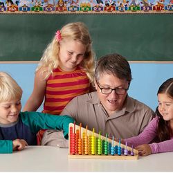 Wooden Abacus includes 55 colorful beads and 2 interchangeable double-sided wood