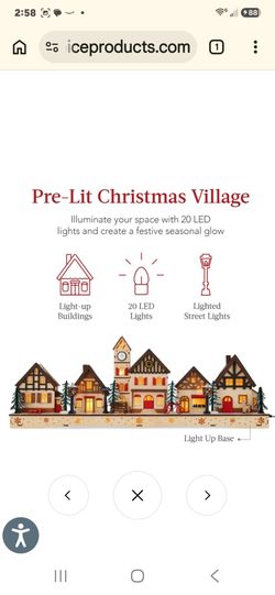 Pre-Lit Wooden Christmas Village, Winter Mantel Decor w/ 20 LED Lights