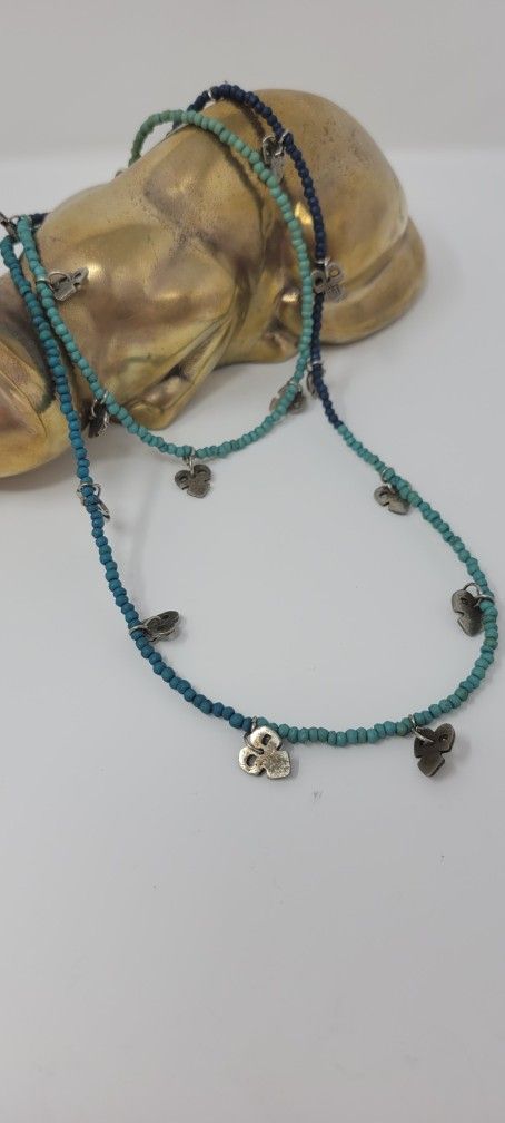 Blue Skull Heart Necklace