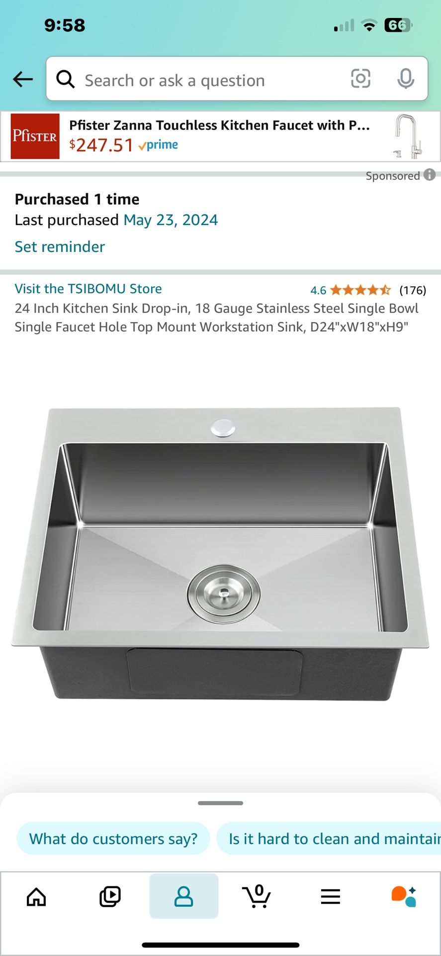 Stainless steel Sink 24 Inch