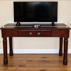Dark Wood Mahogany Console Table with Drawer
