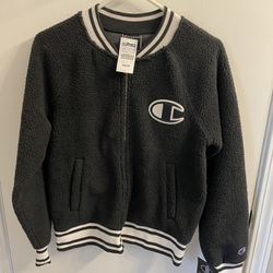 SMALL CHAMPION BLACK SHERPA BOMBER