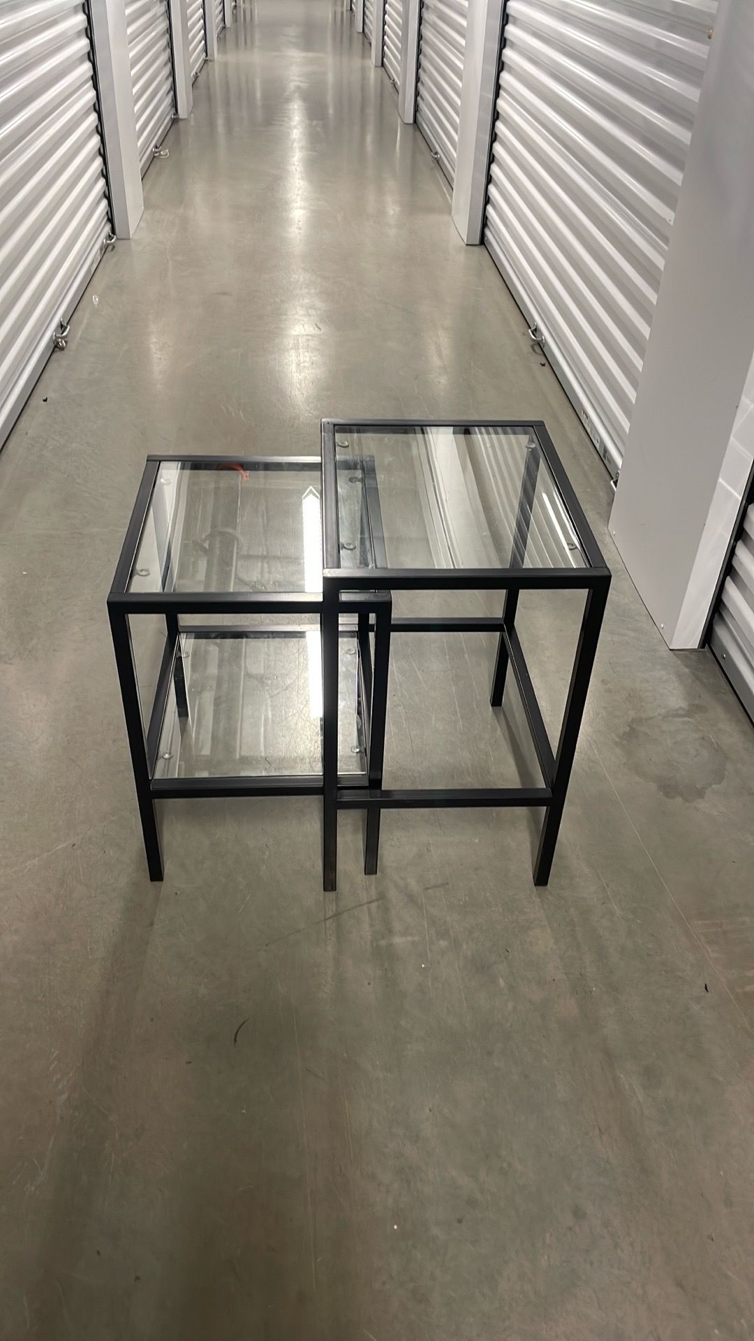 Black Frame Glass Nesting Tables