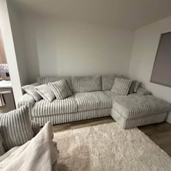 BRAND NEW GREY CORDUROY SECTIONAL SAME DAY DELIVERY 