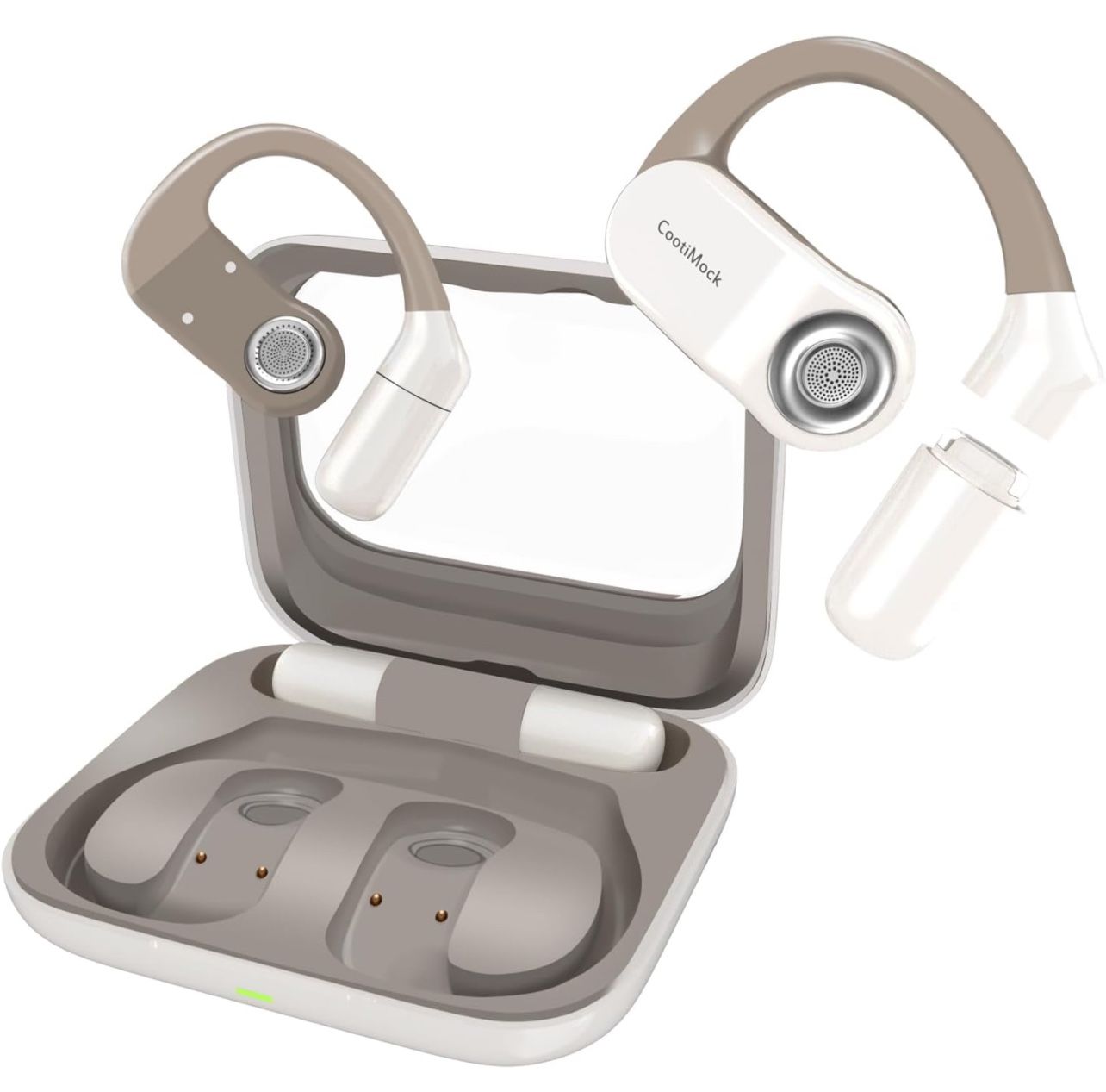Open Ear Headphones, True Wireless Bluetooth Headphones with Mic, with 2 Replacement Batteries, Sports Earbuds with Ear Hooks, Sweat Resistant, Fast C