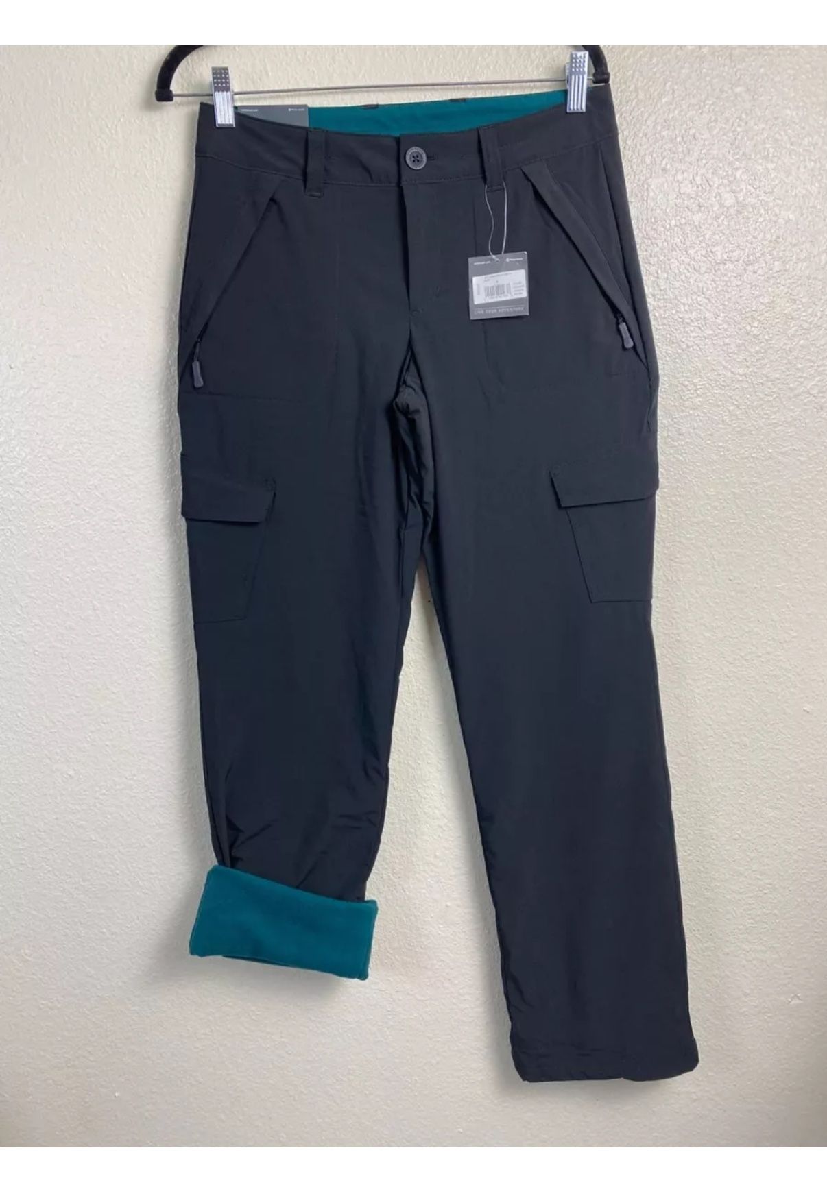 Eddie Bauer Womens Flexion Polar Fleece Lined Black Cargo Pants