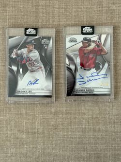 Brooks Lee and Johnny Damon topps chrome autograph cards