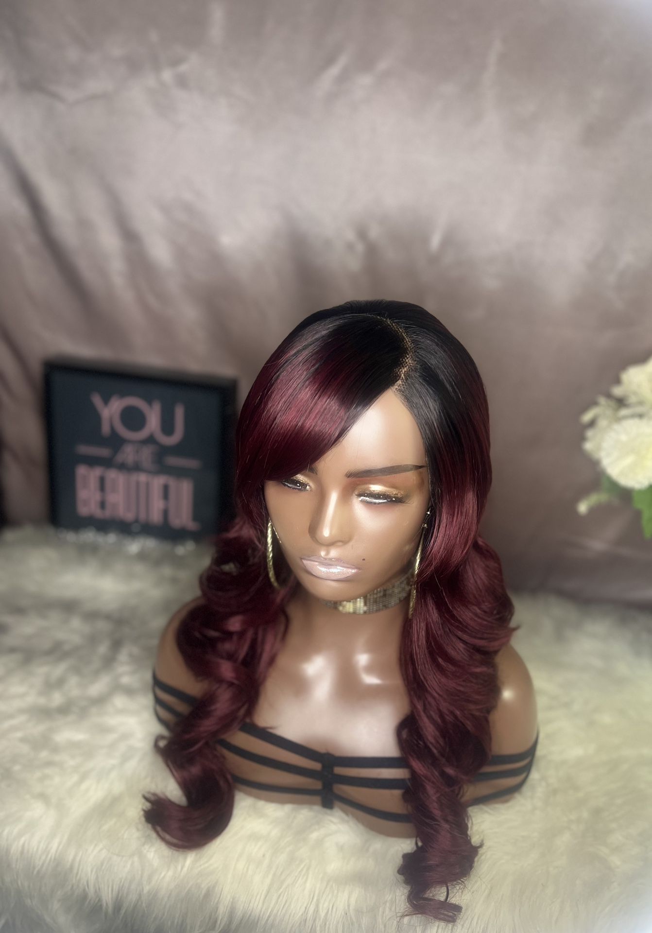 Ombré Burgundy Red Wig