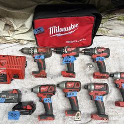 MILWAUKEE 18V Drill Variety-Clean/Well Maintained-1/2” Drivers, Hex Impacts—-