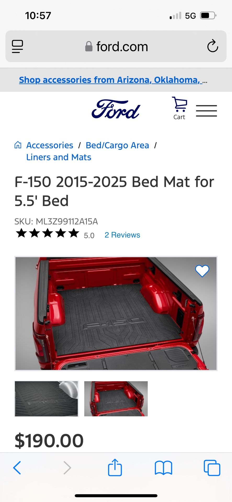 Ford F150 Rubber Truck Bed Mat Liner