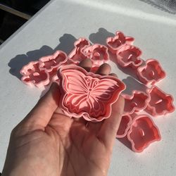 Pink Cracker Stamps And Cookie Cutters Set 