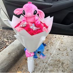 Stitch & Angel Plush Rose Bouquet Gift Set
